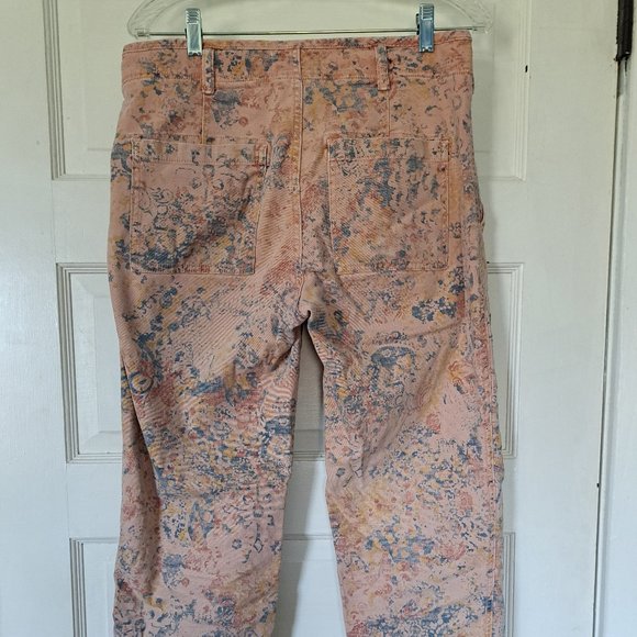 Anthro Pilcro The Wanderer Pants. Sz 29 | 10 - Lt Pink Floral. Utility Pant. - Picture 4 of 4
